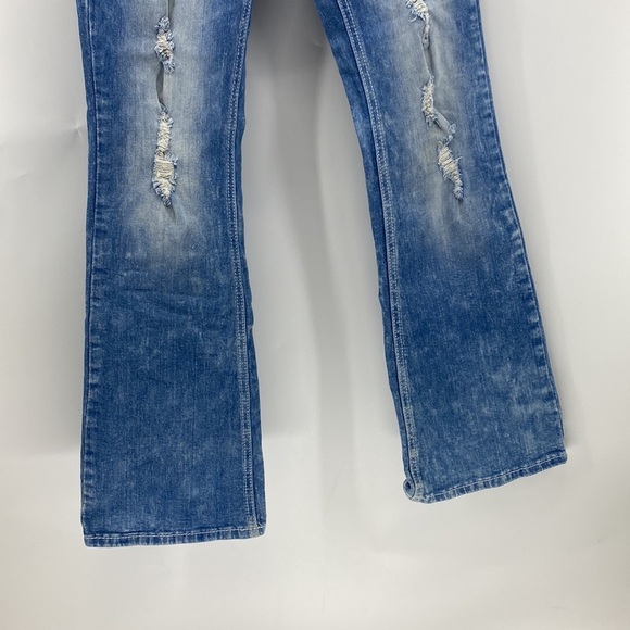 Ariya Vintage Y2K deconstructed Lowrise bleached flare jeans back to school - Picture 8 of 11